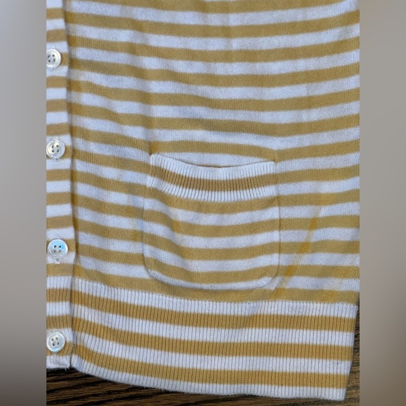 GAP Yellow and White Striped Lightweight 3/4 Sleeve Cardigan‎ Women’s Medium - Picture 8 of 11